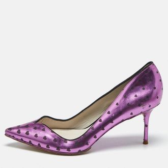 Sophia Webster Purple Heart Print Leather Loren Peep Toe Pumps