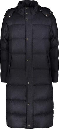 Moorer Lange gewatteerde jas met capuchon - Heren - Dons jassen - Blauw - M - Kasjmier - Jassen
