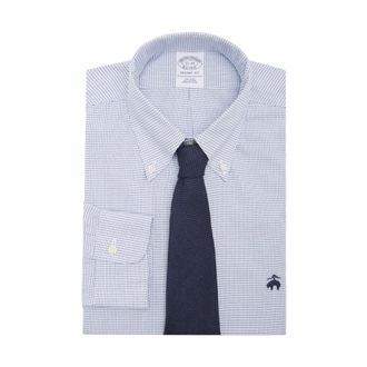 Brooks Brothers Regent Regular Fit Supima Katoen Strijkvrij Button Down Overhemd - Heren - Zakelijke Overhemden - Blauw - XS - Katoen - Overhemden