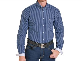 Panhandle Mens Button Down Western Shirt In Navy