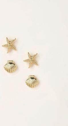 Fat Face FatFace Gold Tone 2 Pack of Seaside Stud Earrings