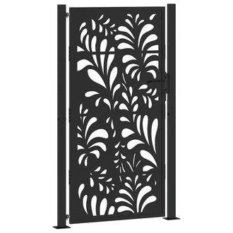 Berkfield Home Garden Gate Black 105x180 cm Steel Wave Design