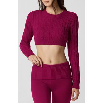 Florence By Mills Barre Crop Cable Sweater in Bing Cherry at Nordstrom Rack, Size X-Large