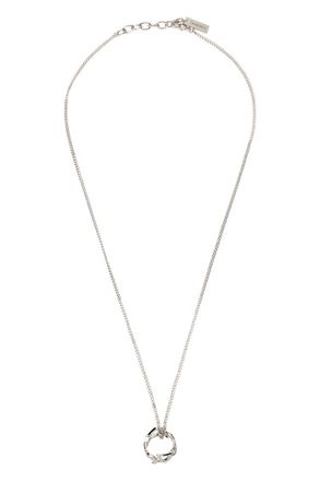 Saint Laurent Silver Cassandre Pendant Necklace