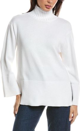 Fort&eacute; Cashmere Easy Rib Trim Funnel Neck Sweater