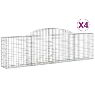 Berkfield Home Arched Gabion Baskets 4 pcs 300x30x80/100 cm Galvanised Iron in Silver