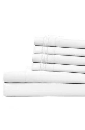 Modern Threads Solid Microfiber Deep Pocket 6-Piece Sheet Set in White at Nordstrom Rack, Size King