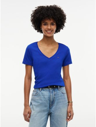 Tommy Hilfiger Womens V-Neck Favorite T-Shirt - Cobalt - XXL