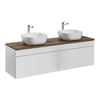 Petits Meubles Mueble lavabo doble 160 cm y madera tableros laminados blanco