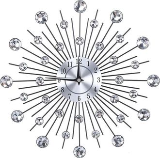 OEM Reloj De Pared Con Forma De Flor Met&aacute;lica Plateada Brillante Para Sala De Estar U Oficina (flor Redonda)
