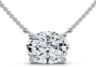 Pompeii3 1Ct Solitaire Oval Diamond Pendant 14k Gold Womens 18 Chain Lab Grown