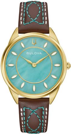 Bulova Sutton Quartz Turquoise Mother of Pearl Dial Ladies Watch 97L203