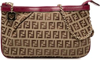 Fendi Pre-owned Fendi Zucchino Canvas Chain Pochette 2220 8BR594 CEB 099