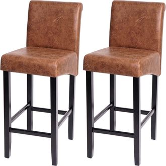 Hhg Hhg - Nunca Usado] Lote De 2 Taburetes De Bar 717, Taburete De Bar Taburete De Bar, Madera, Imitaci&oacute;n De Ante, Patas Oscuras, Tela/textil