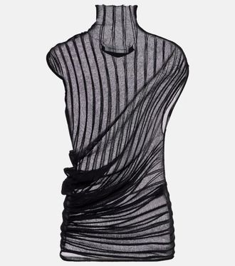 Victoria Beckham Asymmetric draped cotton-blend top