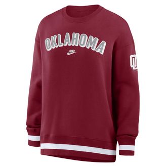 Nike Oklahoma Legacy Phoenix Nike Womens College Oversized Pullover Crew in Red | 040H99MIOKV-CGZ
