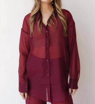 Mimosa Sheer Elegance Top In Burgundy Wine