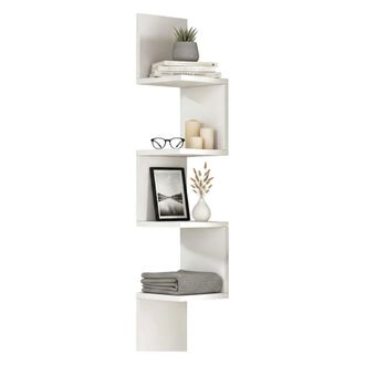 Dmora Dmora - Estanter&iacute;a Kalliope, Estante, Estante De Pared, Estanter&iacute;as Multiusos, 22x22h117 Cm, Blanco, Con Embalaje Reforzado