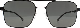 HUGO BOSS Square Mens Matte Ruthenium Black Grey Polarized 1695/S Metal - One Size