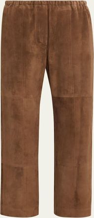 The Row Kenan Suede Straight-Lag Ankle Pull-On Pants