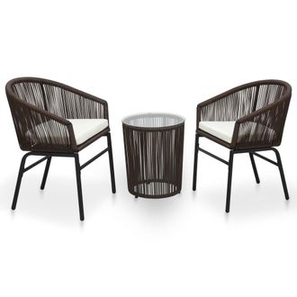 vidaXL Set Da Bistrot 3 Pz Con Cuscini In Polyrattan Marrone - Vidaxl