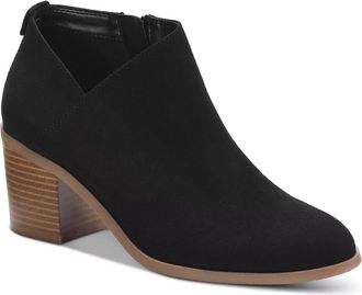 Style & Co. Womens Style & Co Felaa Bootie Black Asymmetrical Zip Block Heel Boot LION314