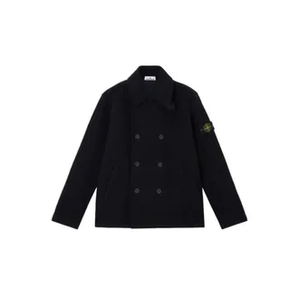 Stone Island Felted RWS Wool Caban - Heren - Jassen - Blauw - Maat: XL Wol