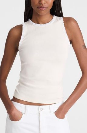 Madewell Lace Trim Rib Tank in Vintage Ivory at Nordstrom, Size Xx-Small