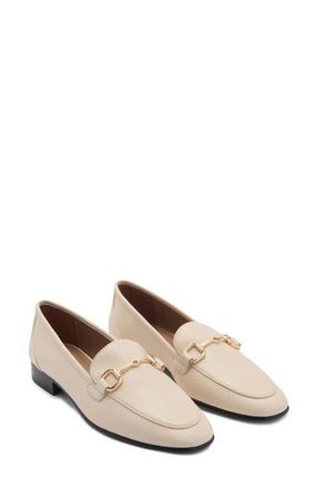 Mango Buckle Leather Apron-Toe Flat in Ecru at Nordstrom, Size 10Us
