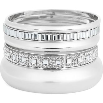 Nordstrom Rack Set of 5 Crystal Bangles in Clear- Silver at Nordstrom Rack