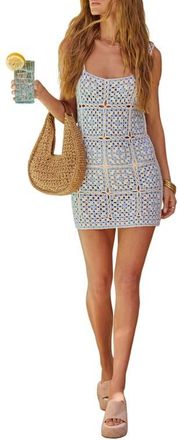 VICI Collection Solana Patchwork Crochet Granny Square Minidress in Blue/ivory at Nordstrom, Size Medium
