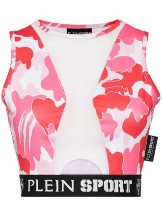 Plein Sport Top crop con stampa camouflage - Rosa