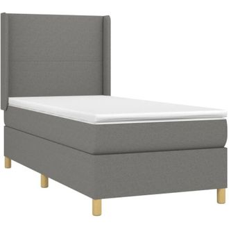 vidaXL Vidaxl - Cama Box Spring Con Colch&oacute;n Tela Gris Oscuro 90x190 Cm