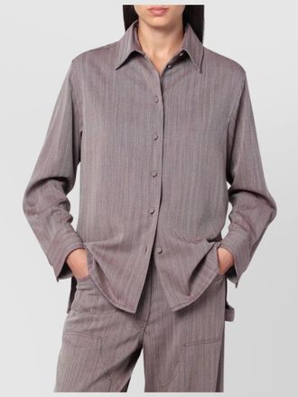 Golden Goose chevron wool blend striped collared shirt