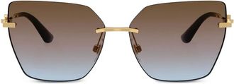 Dolce & Gabbana geometric-frame sunglasses - women - Metal/Acetate - 62 - Gold