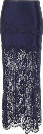 Paco Rabanne Lace Midi Skirt - female - Rabanne - Maxi Skirts - Blue - XS - Skirts
