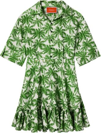 La DoubleJ Abito corto San Pietro con stampa e ruches - Verde