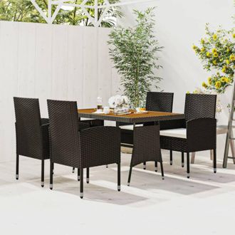 vidaXL Set da Pranzo per Esterni 5 pz in Polyrattan Nero - Vidaxl