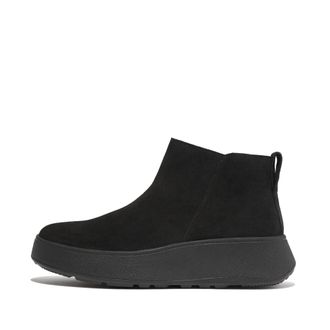 FitFlop Womens Fit Flop F-Mode Suede Flatform Zip Ankle Boots in Black