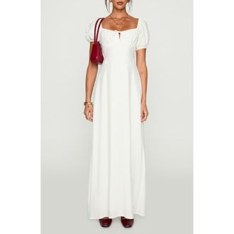 Princess Polly Song Puff Sleeve Maxi Dress in White at Nordstrom, Size 10
