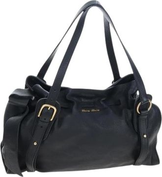Miu Miu Pre-owned Tote Bag - Dames - Vintage Schoudertas - Zwart - ONE Size - Leer - Vintage