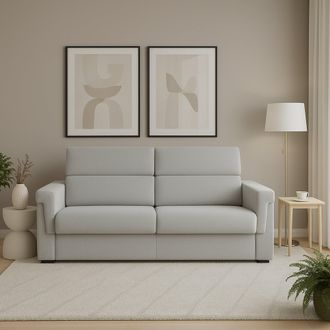 Dmora Sof&aacute; Fijo 3 Plazas Cantu, Desenfundable, Lavable Made In Italy, Reposabrazos, 225x95 Cm Beige