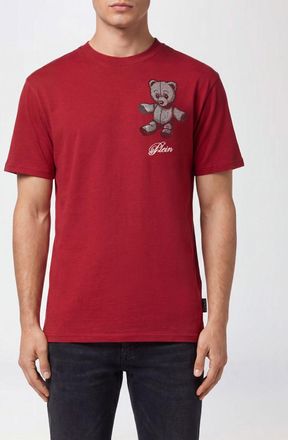 Philipp Plein T-shirt slim fit in cotone con stampa Teddy Bear a contrasto