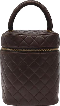 Chanel Vanity Brown Leather Clutch Bag (Pre-Owned)