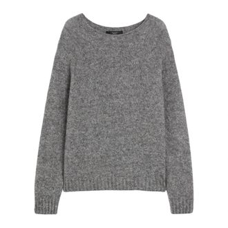 Max Mara Basic Loose-Fit Jersey - Dames - Ronde hals truien - Grijs - S - Katoen - Truien & Vesten