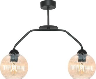 OEM L&aacute;mpara De Techo Colgante Negra Con Pantalla De Cristal &Aacute;mbar 15-468 Fred