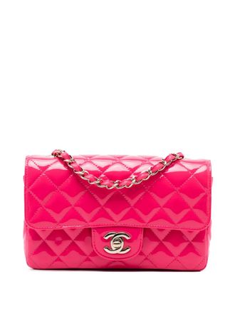 Chanel 2019 Mini Rectangular Classic Patent Single Flap crossbody bag - women - Patent Leather - One Size - Pink