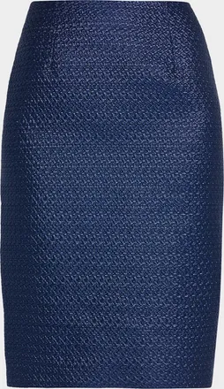 Teri Jon Metallic Basketweave Jacquard Pencil Skirt