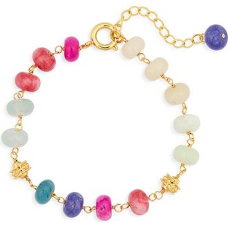 Eye Candy Los Angeles Amna Multicolor Beaded Station Bracelet in Gold at Nordstrom Rack