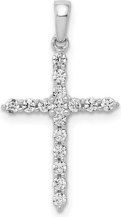 Diamond2Deal 10K White Gold Polished 1/4ct. Diamond Cross Pendant